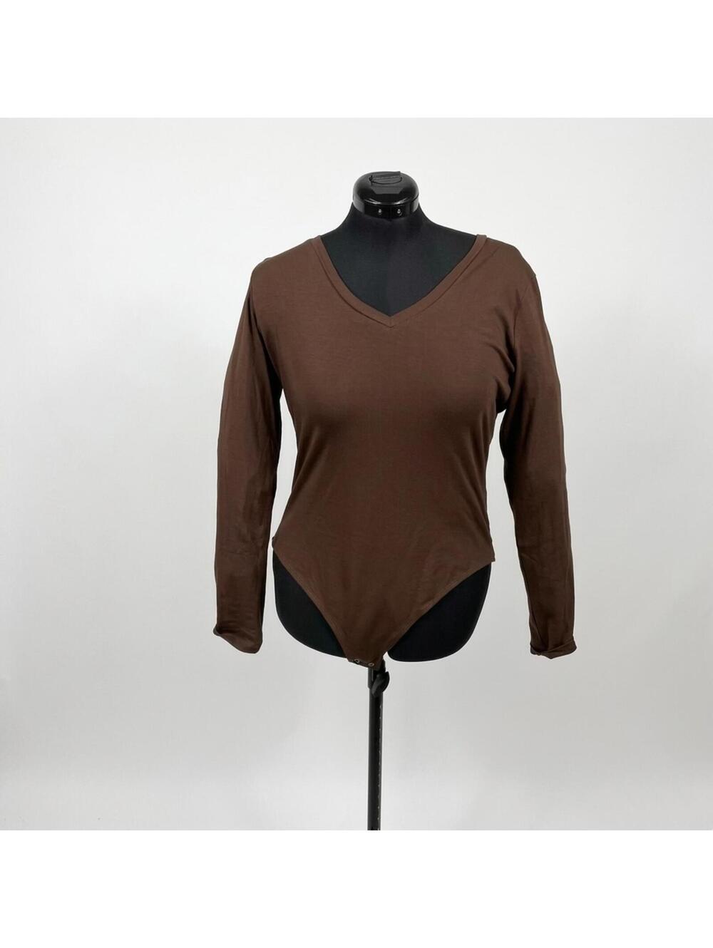 Fashion Nova Chocolate Brown V Neck Bodysuit (2X)